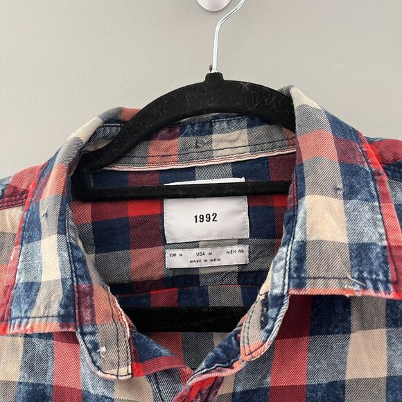 Zip Code 1992 Plaid Button Up Shirt Long Sleeve Medium Size Medium - Picture 3 of 4